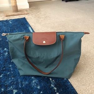 Longchamp, Large Nylon Tote, Green/Blue